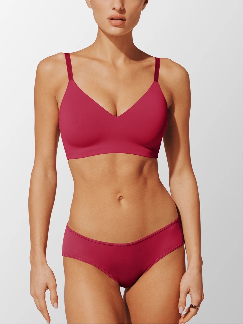 ThirdLove Wireless V-Neck Bra in Raspberry